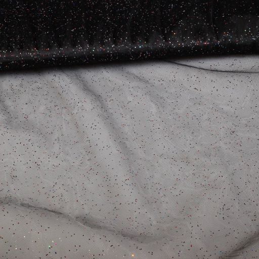 Tissu mesh noir multicolor paillettes