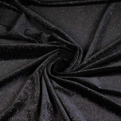 Tissu velours argent glitter noir