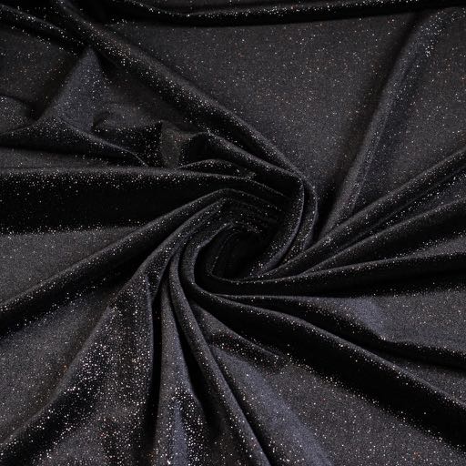 Tissu velours argent glitter noir