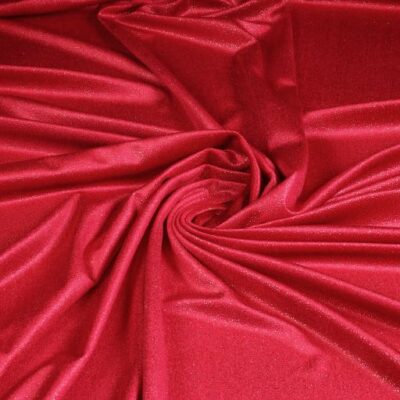 Tissu velours paillettes argent rouge