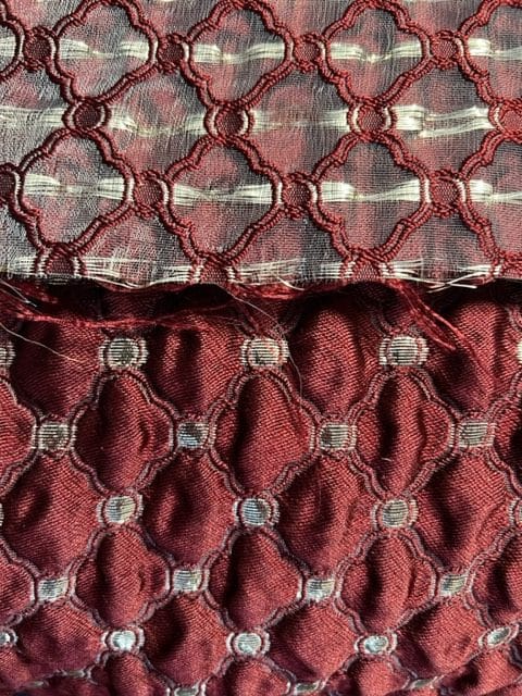 Tissu jacquard baroque bordeaux argent
