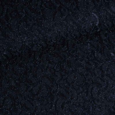 Tissu dentelle stretch paillettes bleu foncé