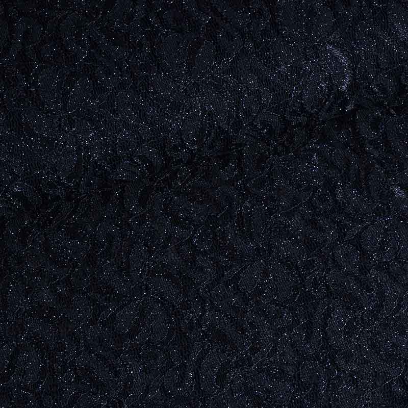 Tissu dentelle stretch paillettes bleu foncé