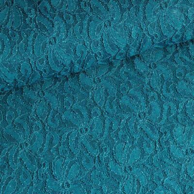 Tissu dentelle stretch glitter vert