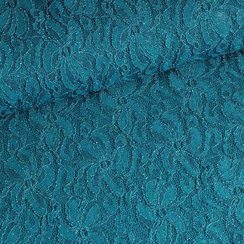 Tissu dentelle stretch glitter vert