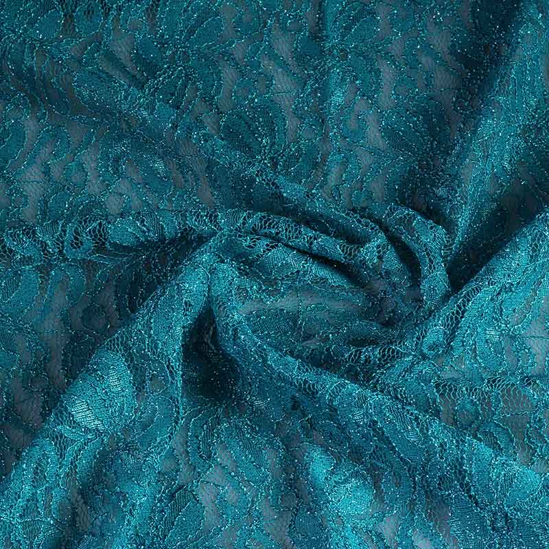 Tissu dentelle stretch glitter vert