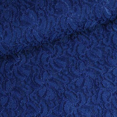 Tissu dentelle stretch glitter cobalt