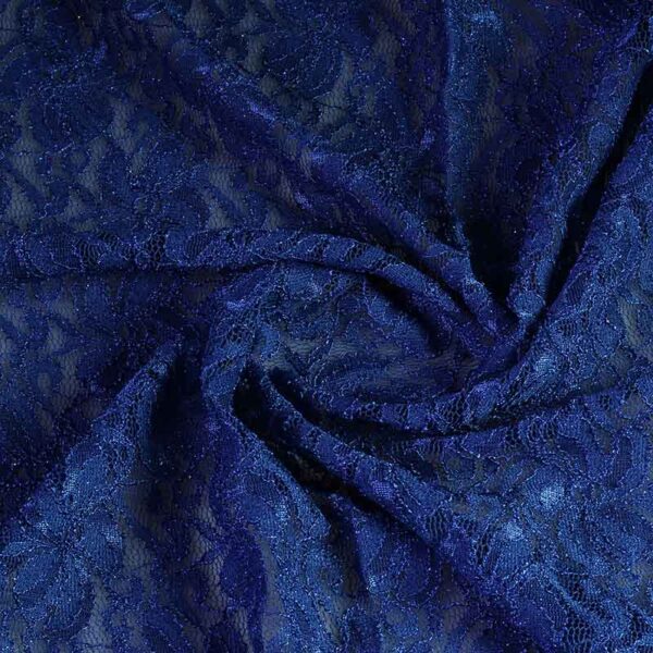 Tissu dentelle stretch glitter cobalt