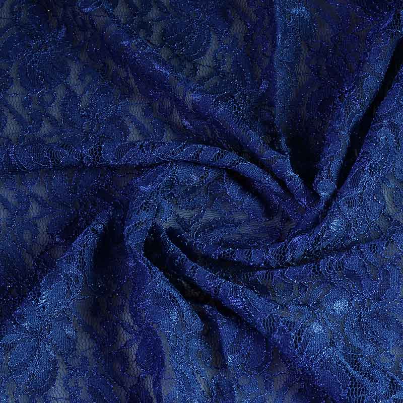 Tissu dentelle stretch glitter cobalt