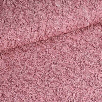 Tissu dentelle stretch paillettes rose poudré