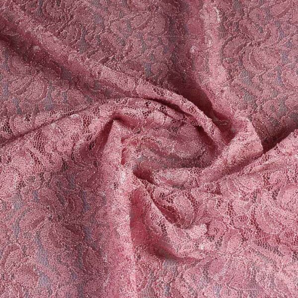 Tissu dentelle stretch paillettes rose poudré