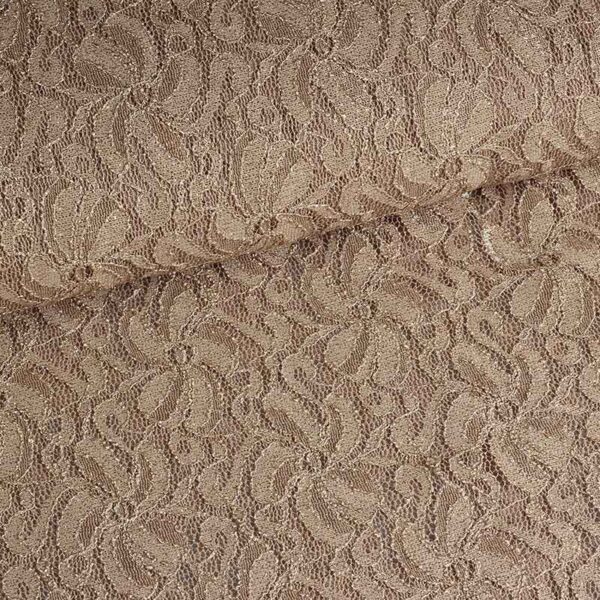 Tissu dentelle stretch glitter beige
