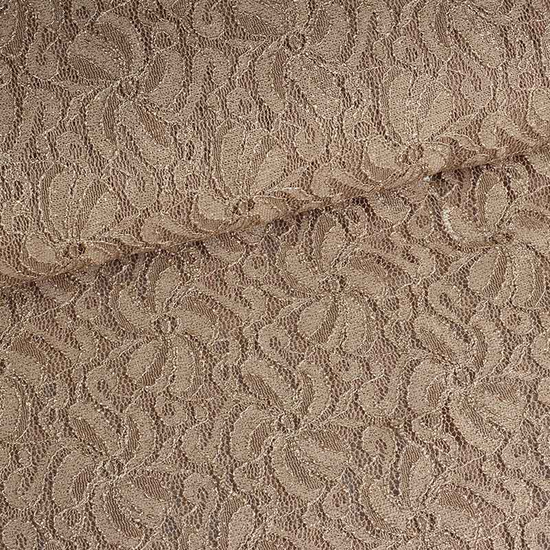 Tissu dentelle stretch glitter beige