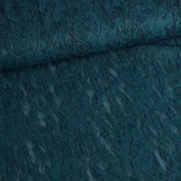 Tissu dentelle stretch petrol