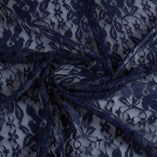Tissu dentelle stretch bleu marine