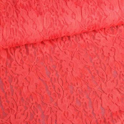 Tissu dentelle stretch orange