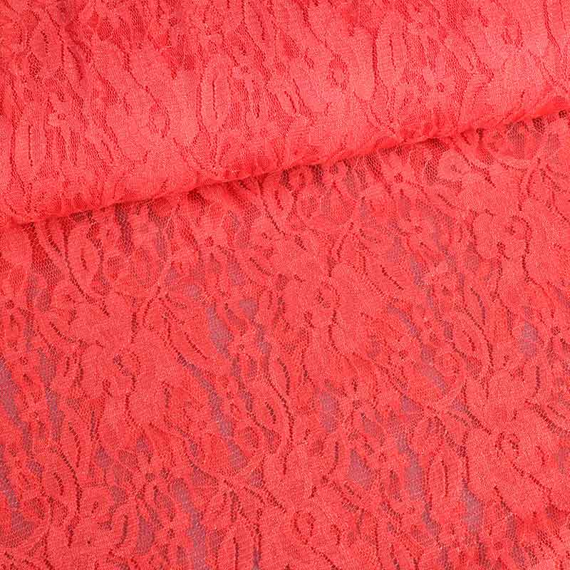 Tissu dentelle stretch orange