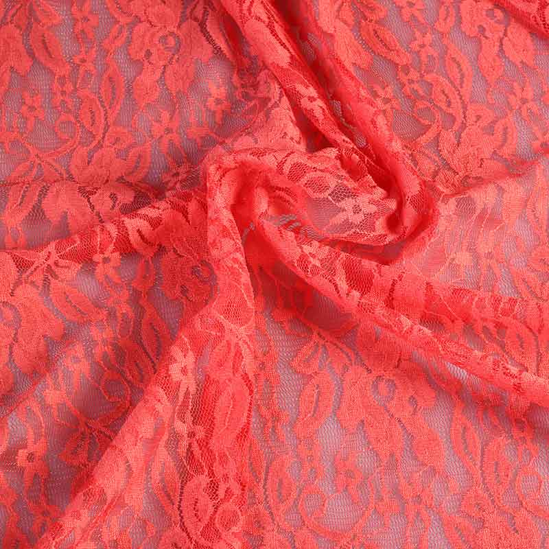 Tissu dentelle stretch orange