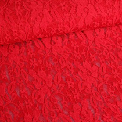 Tissu dentelle rouge