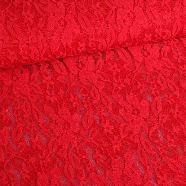 Tissu dentelle rouge