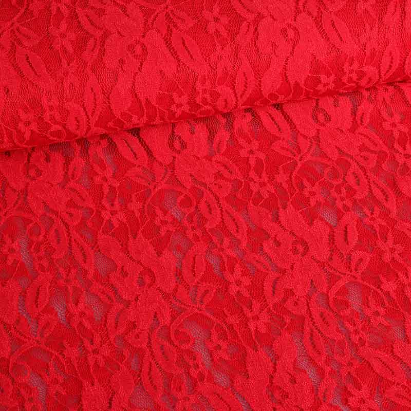 Tissu dentelle rouge