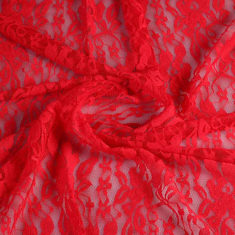Tissu dentelle rouge