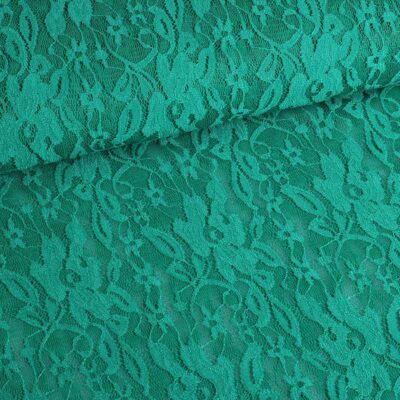 Tissu dentelle stretch vert