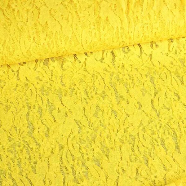 Tissu dentelle stretch jaune