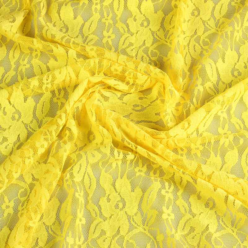 Tissu dentelle stretch jaune