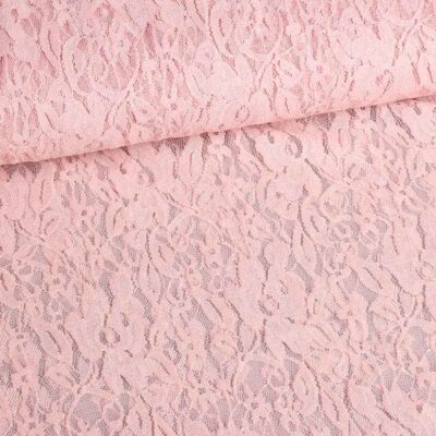 Tissu dentelle stretch rosé