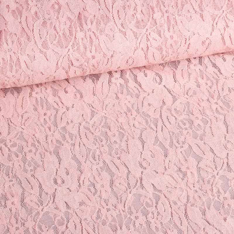 Tissu dentelle stretch rosé