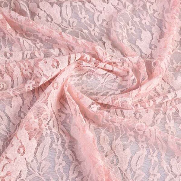 Tissu dentelle stretch rosé