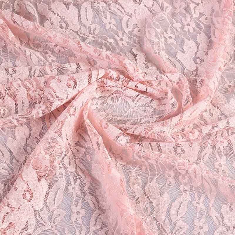 Tissu dentelle stretch rosé