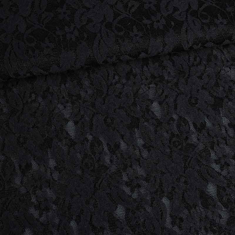 Tissu dentelle stretch noir