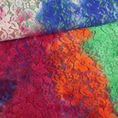 Tissu dentelle stretch tye dye multicolor