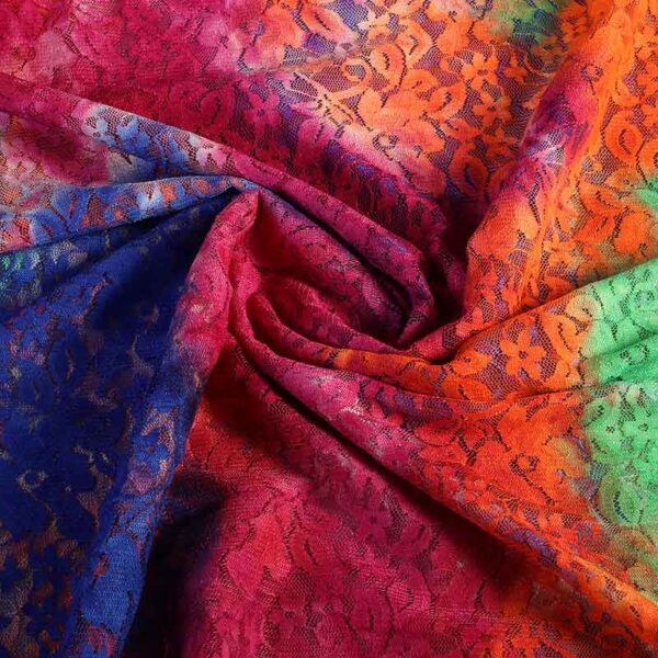 Tissu dentelle stretch tye dye multicolor