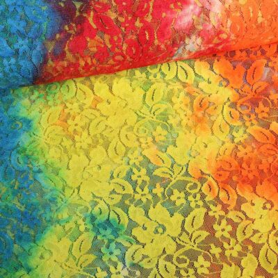 Tissu dentelle stretch tye dye multicolor