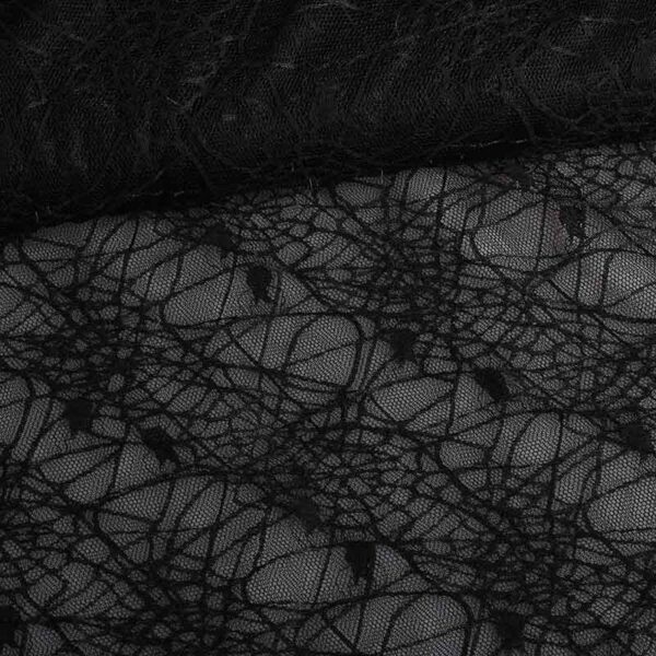 Tissu dentelle toile d'araignée noir