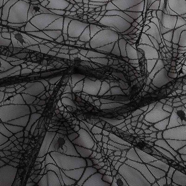 Tissu dentelle toile d'araignée noir