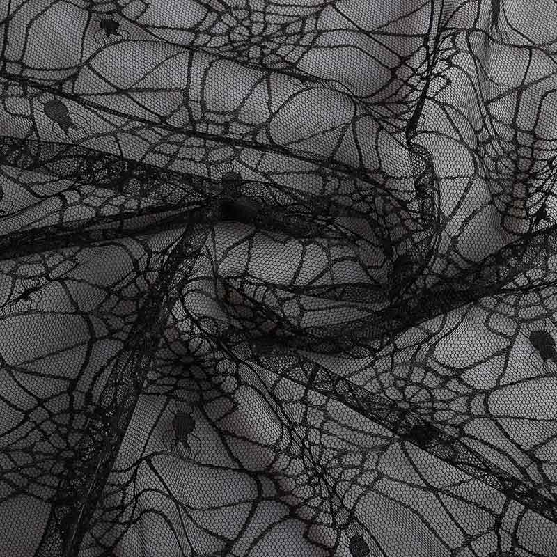 Tissu dentelle toile d'araignée noir