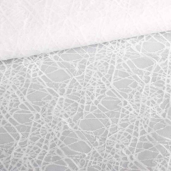Tissu dentelle toile d'araignée blanc