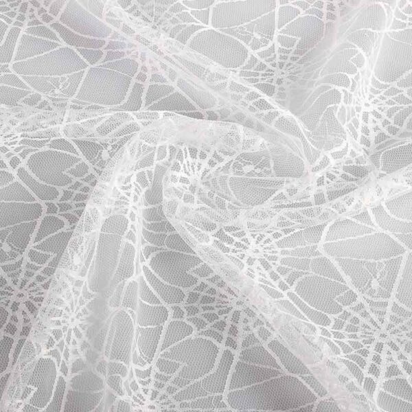 Tissu dentelle toile d'araignée blanc