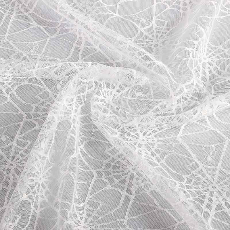 Tissu dentelle toile d'araignée blanc