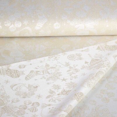 Tissu jacquard Père Noël or