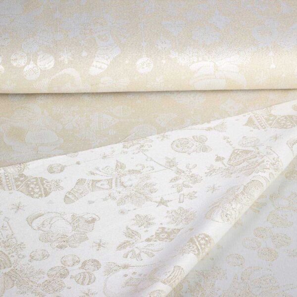 Tissu jacquard Père Noël or