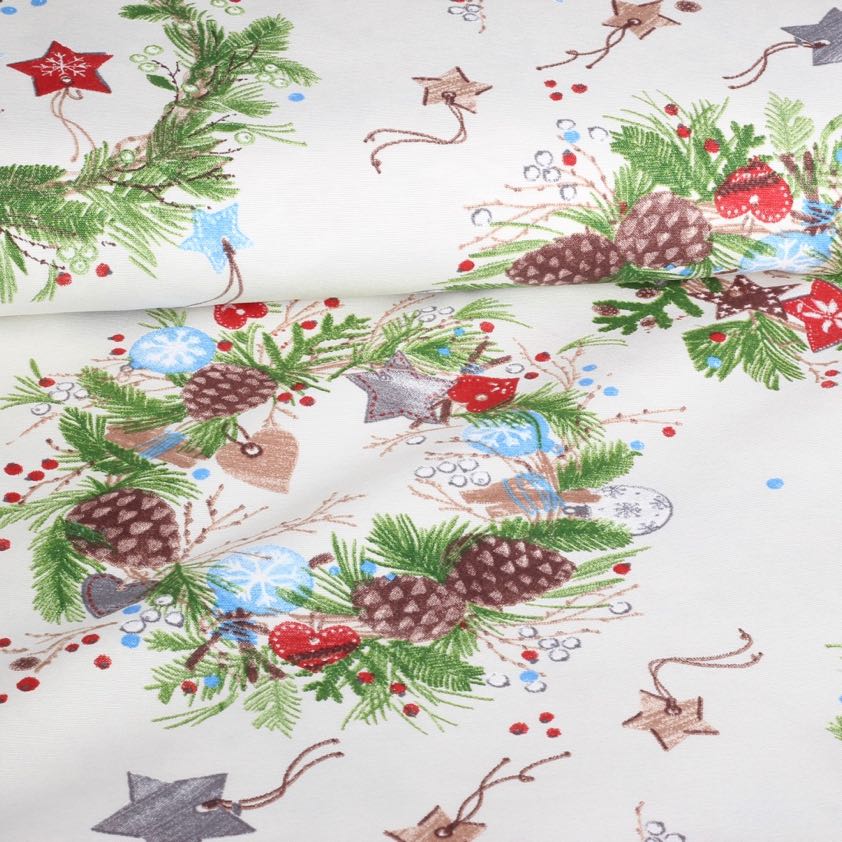 Tissu couronne de Noël multicolor