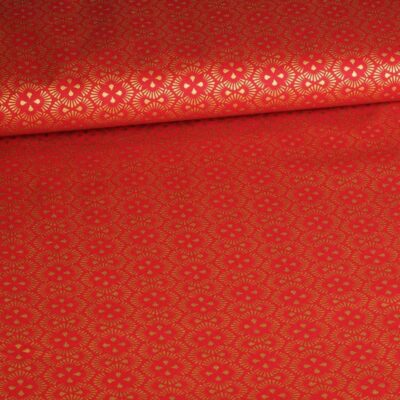 Tissu fantaisie popeline Noël rouge