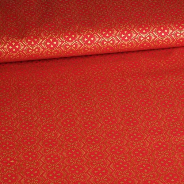 Tissu fantaisie popeline Noël rouge
