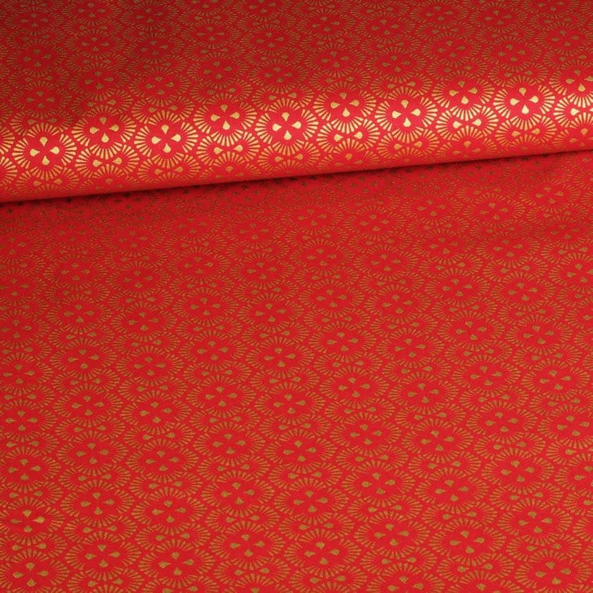 Tissu fantaisie popeline Noël rouge