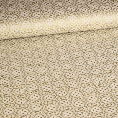 Tissu popeline fantaisie Noël beige